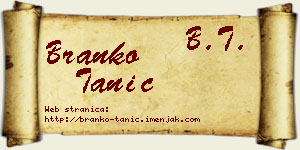 Branko Tanić vizit kartica
